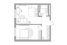 Планировка 2-комнатной квартиры, 43,86 м2