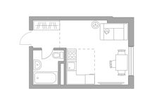 Планировка квартиры студии, 22,33 м2