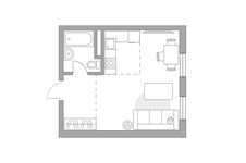 Планировка квартиры студии, 29,09 м2