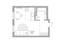 Планировка квартиры студии, 26,57 м2