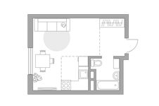 Планировка квартиры студии, 27,17 м2