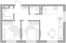 Планировка 3-комнатной квартиры, 55,94 м2