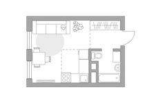Планировка квартиры студии, 23,04 м2