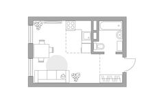 Планировка квартиры студии, 24,53 м2