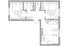 Планировка 3-комнатной квартиры, 57,31 м2