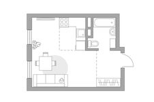 Планировка квартиры студии, 26,75 м2