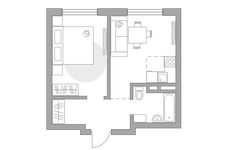 Планировка 2-комнатной квартиры, 33,07 м2