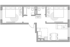 Планировка 3-комнатной квартиры, 51,46 м2