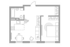 Планировка 2-комнатной квартиры, 43,2 м2