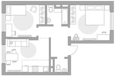 Планировка 3-комнатной квартиры, 51,76 м2