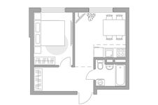 Планировка 2-комнатной квартиры, 34,41 м2