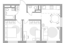 Планировка 3-комнатной квартиры, 53,59 м2