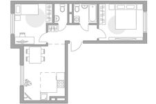 Планировка 3-комнатной квартиры, 50,86 м2