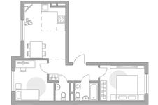 Планировка 3-комнатной квартиры, 51,48 м2