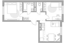 Планировка 3-комнатной квартиры, 53,47 м2