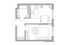 Планировка 2-комнатной квартиры, 36,88 м2