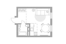 Планировка квартиры студии, 28,5 м2