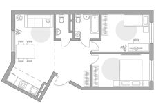 Планировка 3-комнатной квартиры, 62,55 м2