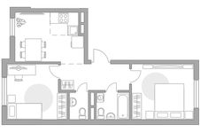Планировка 3-комнатной квартиры, 50,36 м2