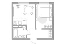 Планировка 2-комнатной квартиры, 35,3 м2