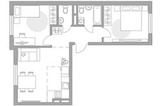 Планировка 3-комнатной квартиры, 56,3 м2