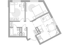 Планировка 3-комнатной квартиры, 57,57 м2