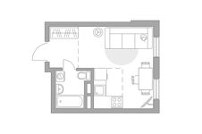 Планировка квартиры студии, 24,17 м2