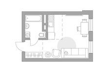 Планировка квартиры студии, 23,37 м2