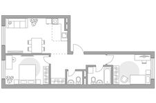 Планировка 3-комнатной квартиры, 55,51 м2