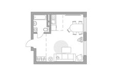 Планировка квартиры студии, 32,29 м2