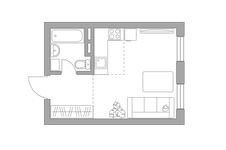 Планировка квартиры студии, 24,57 м2