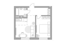 Планировка 2-комнатной квартиры, 38,58 м2