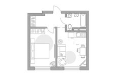Планировка 2-комнатной квартиры, 34,68 м2
