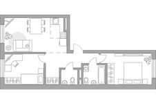Планировка 3-комнатной квартиры, 57,24 м2