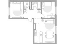 Планировка 3-комнатной квартиры, 56,07 м2