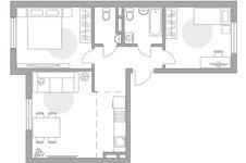 Планировка 3-комнатной квартиры, 62,55 м2