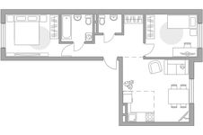 Планировка 3-комнатной квартиры, 55,82 м2