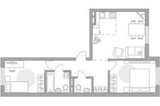 Планировка 3-комнатной квартиры, 58,71 м2