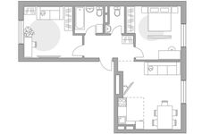 Планировка 3-комнатной квартиры, 61,95 м2