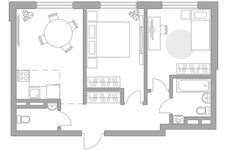Планировка 3-комнатной квартиры, 51,28 м2