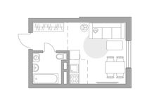Планировка квартиры студии, 22,33 м2