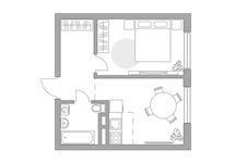 Планировка 2-комнатной квартиры, 34,23 м2