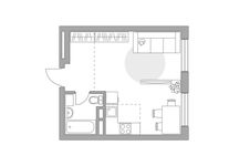 Планировка квартиры студии, 30,45 м2
