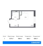 Планировка квартиры студии, 21,73 м2
