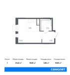 Планировка квартиры студии, 21,62 м2