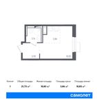 Планировка квартиры студии, 21,73 м2