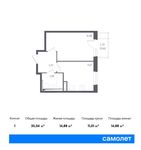 Планировка 1-комнатной квартиры, 35,04 м2