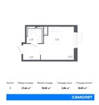 Планировка квартиры студии, 21,66 м2