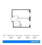 Планировка 1-комнатной квартиры, 34,31 м2