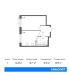 Планировка 1-комнатной квартиры, 34,22 м2